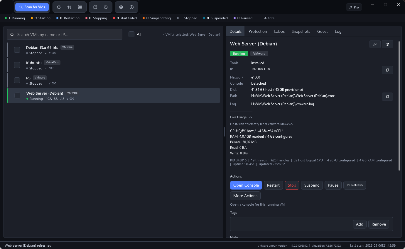 Tableau de bord VMANAGER